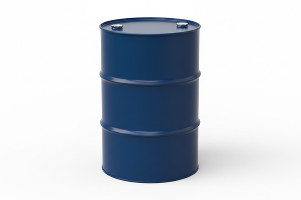 blue 55 gallon metal drum with lid and it should have two bung holes in the lid