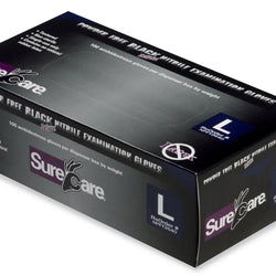 SureCare Deluxe Black 6.7mil. Nitrile Glove